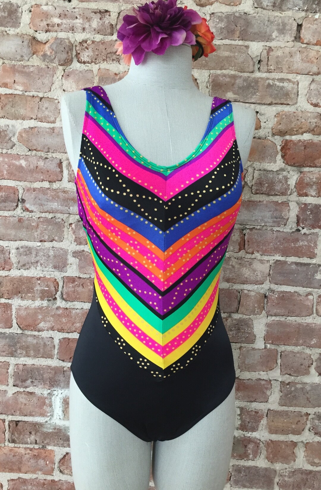 Neon One Piece Swimsuit 1980s Neon Swimsuit Etsy