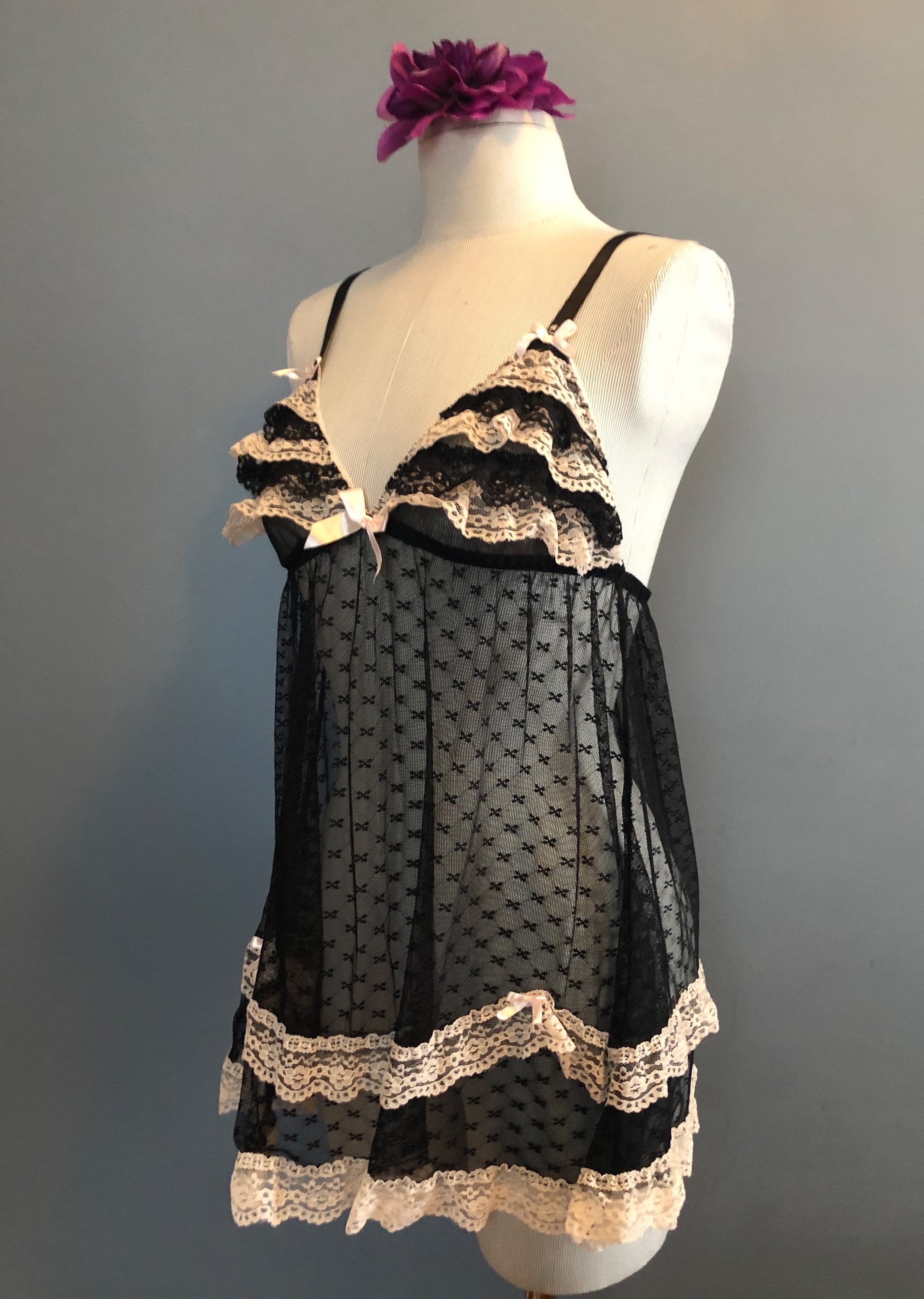 Sheer Black Babydoll / Ruffle Babydoll / Vintage Black | Etsy