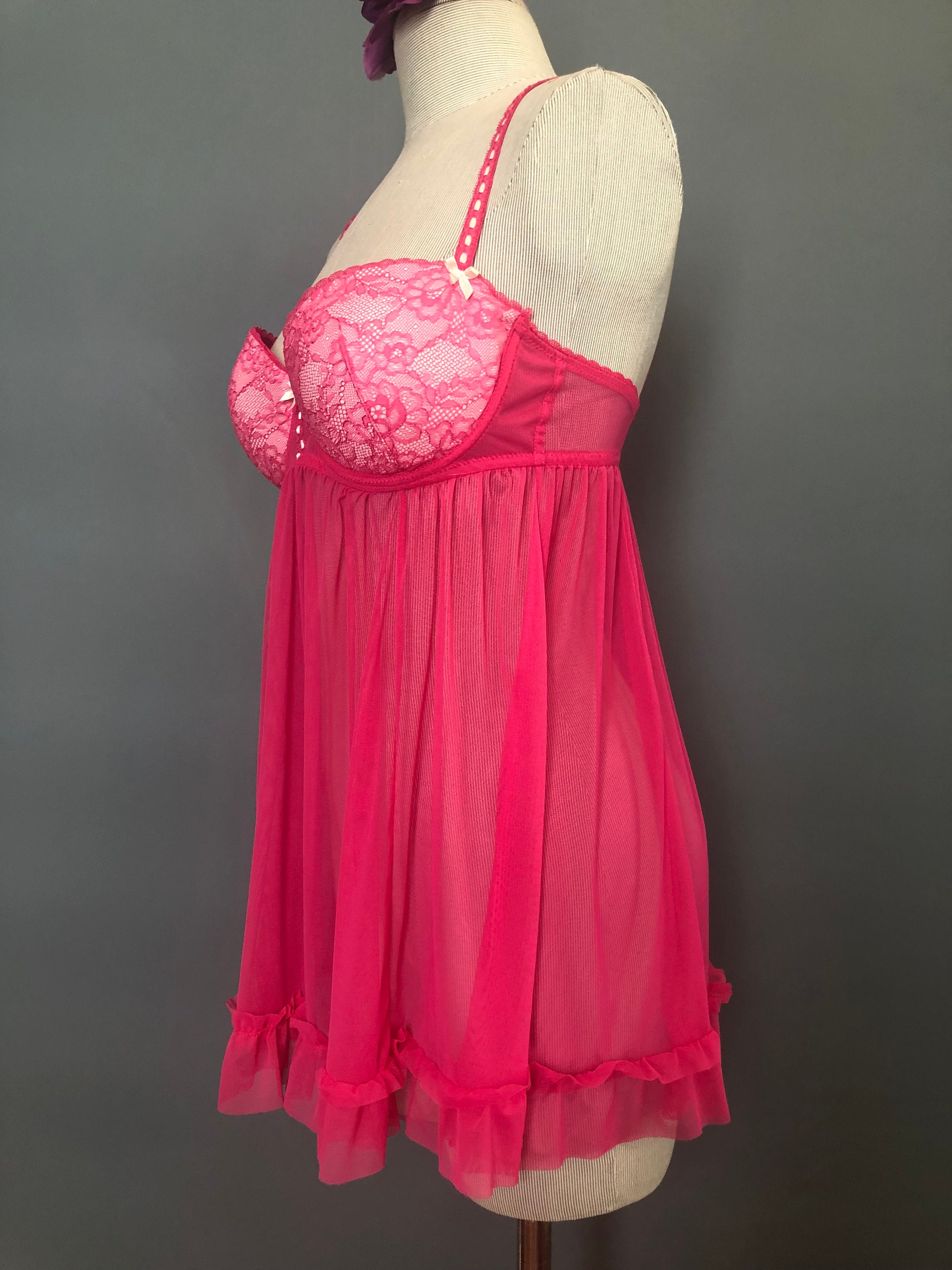 Sheer Pink Babydoll / Vintage Babydoll Dress / Boudoir Etsy