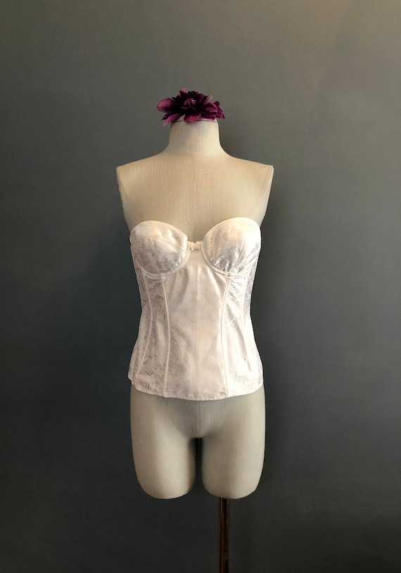 White Silk Corset, Felina 90s Strapless Corset, Vi