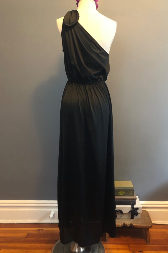 Cattani 70s Nightgown, Long Off the Shoulder Blac… - image 5