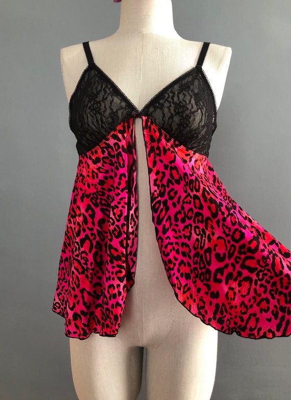 Babydoll Lingerie, Animal Print Babydoll Top, Vin… - image 3