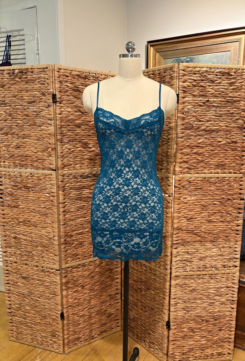 all lace slip teal slipdress urban outfitters 90s 00s see through lingerie