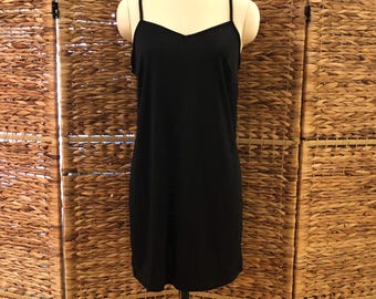 Vintage Black Slip, Y2K Simple Slip Dress, SMALL 36" Bust