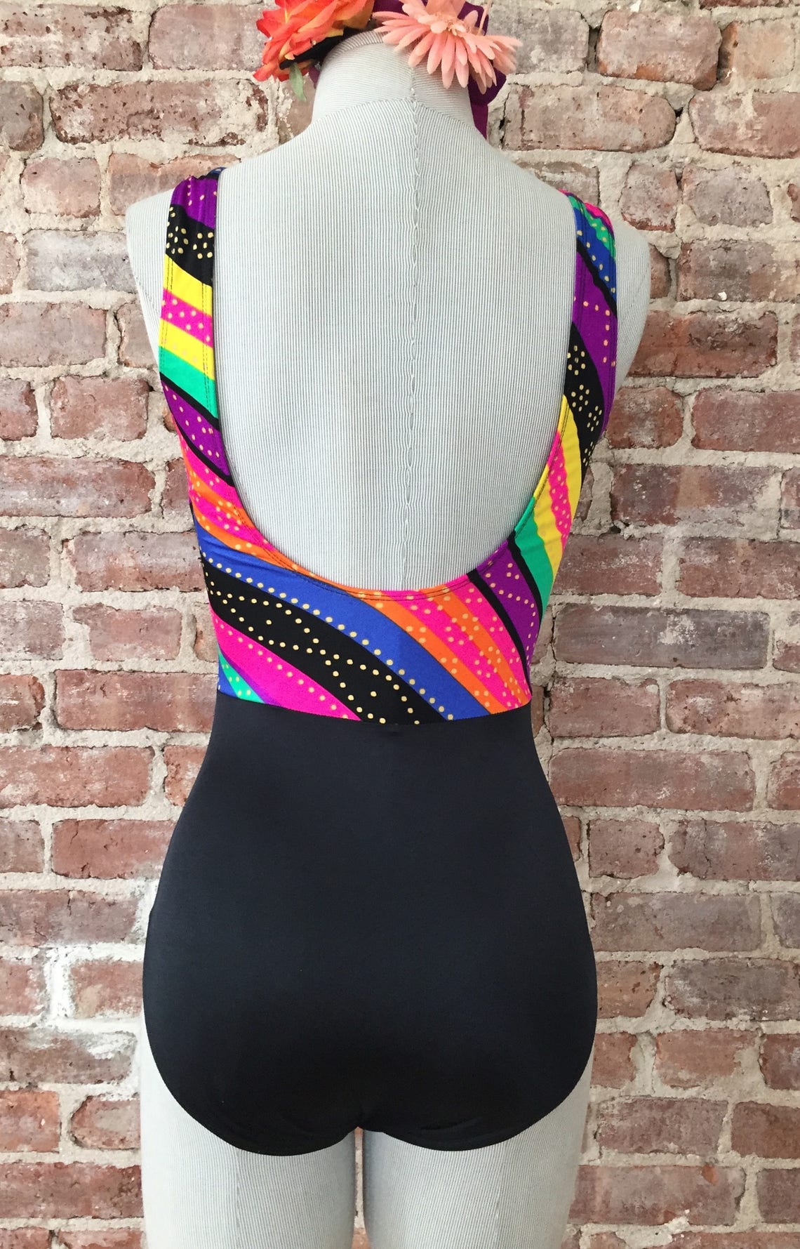 Neon One Piece Swimsuit 1980s Neon Swimsuit Etsy