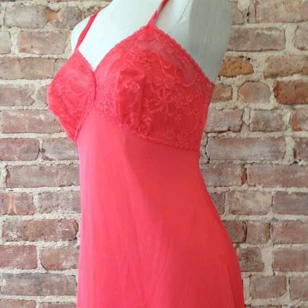 1950s Red Full Slip - Pinup Girl Slip - Cherry Red - 1950s - Rockabilly - Mad Men - Pinup - Sexy - Feminine