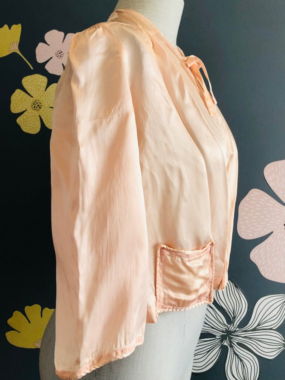 Barbizon 40s Champagne Pink Bed Jacket, XS - image 4