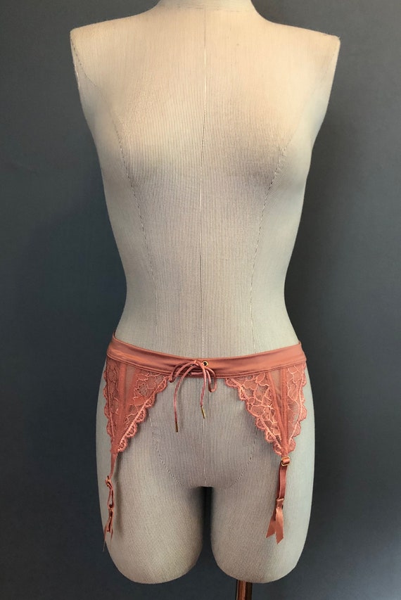 M / Victoria's Secret Rose Gold Vintage Garter Bel