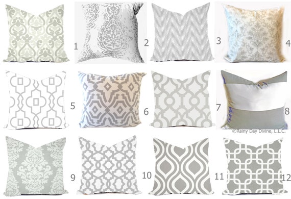 Grey Pillow Covers Grey And White Throw Pillows Decorative Pillows Gray Pillows Gray Euro Sham Grey Couch Accent Pillows