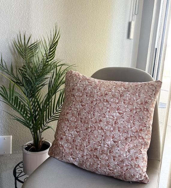 Pillow Cover Rose Quartz Classic Pastel Red Triangle Clay Luxe, 18x18 inches, Outdoor and Indoor