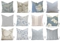 Custom Pillow Covers - Dusty Ice Blue Cornflower Slate Ivory Modern Coastal Throw Pillows - Decorative Accent Pillows 16x16 18x18