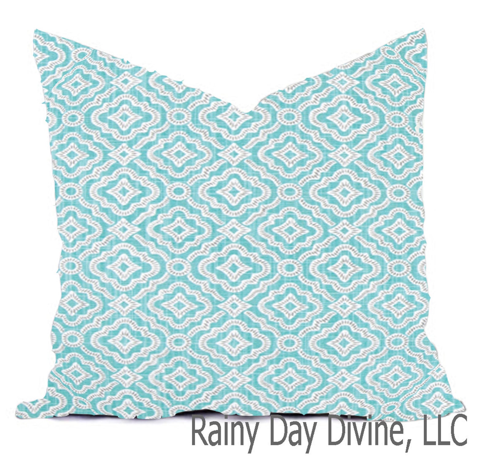 Pillow Covers Custom French Gray Aqua Turquoise Coastal Etsy