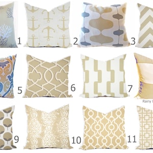 Outdoor Pillows or Indoor Cover Custom sizes include 16x16, 18x18 - Shades of Sand Brown Tan Khaki White Modern Geometric  Nautical Ocean