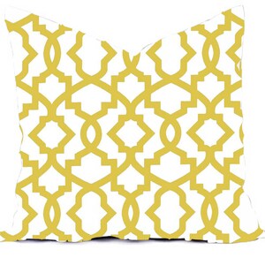 Pillows Cover Custom Butter Yellow Buttercup Grey White Ikat Tribal Modern 16x16, 18x18 image 5