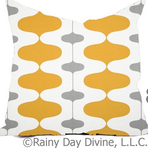 Outdoor Pillow Covers or Indoor Custom Citrus Yellow Mustard White All sizes 16x16 18x18 Sham Toss Throw Accent Modern Geo Ikat Patio image 3