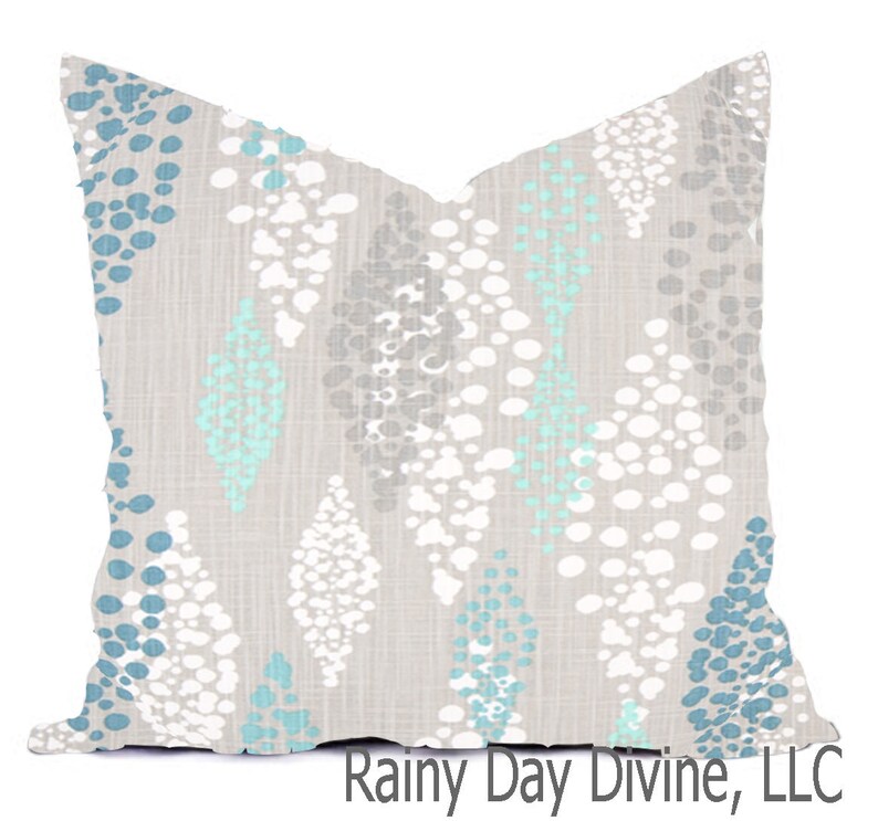 Pillow Covers Custom French Gray Aqua Turquoise Coastal Etsy