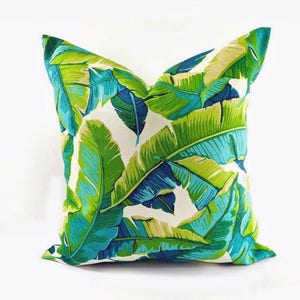 Outdoor Indoor Pillow Custom Cover Navy Blue Green Lime Ivory multiple pillows sizes 18 x 18, 16x16, 20x20 image 4