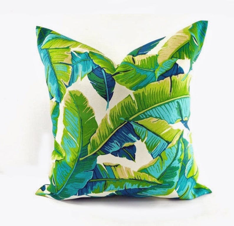 Outdoor Indoor Pillow Custom Cover Navy Blue Green Lime Ivory multiple pillows sizes 18 x 18, 16x16, 20x20 image 4