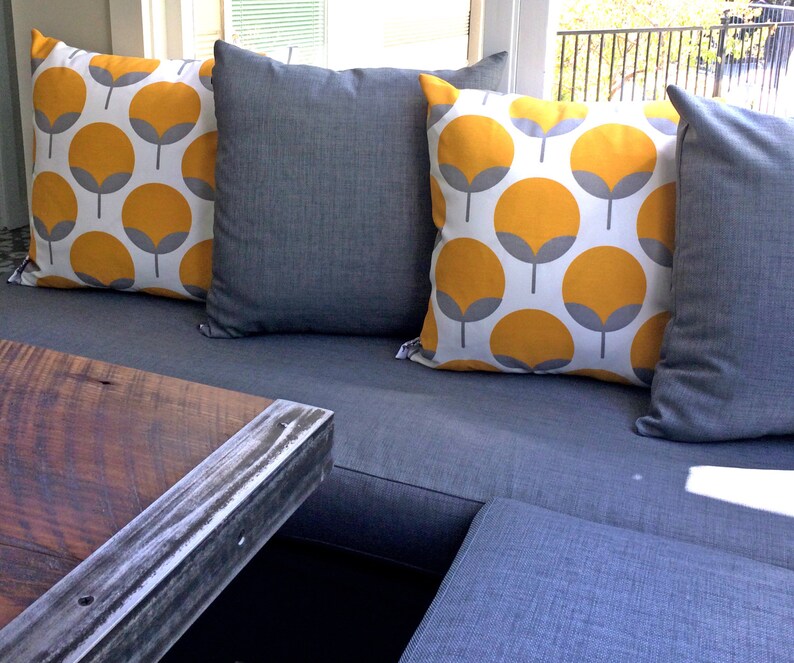 Outdoor Pillow Covers or Indoor Custom Citrus Yellow Mustard White All sizes 16x16 18x18 Sham Toss Throw Accent Modern Geo Ikat Patio image 2