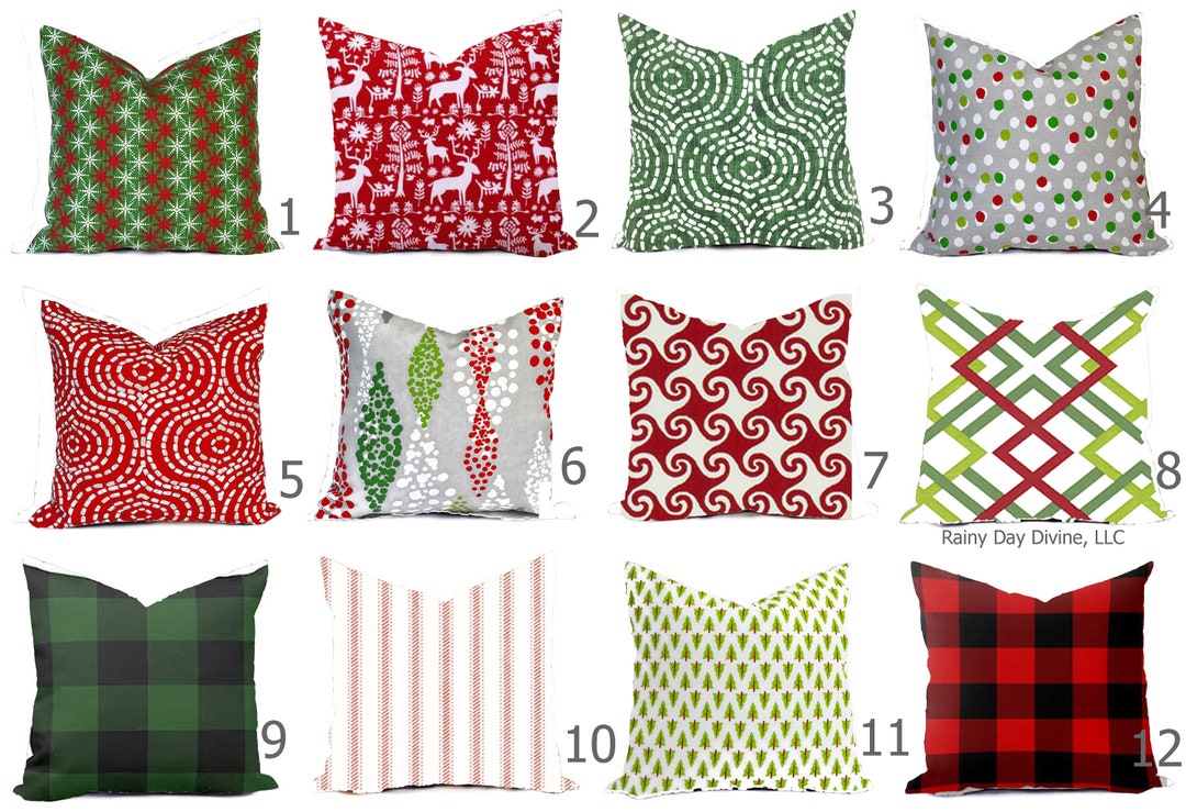 Custom Pillow Covers - Holiday Christmas Red Green White Pine Multiple ...