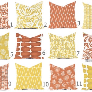 Outdoor Pillows or Indoor Custom Cover - Yellow Spice Rust Terracotta Orange Designer Modern multiple sizes 18 x 18, 16x16, 20x20