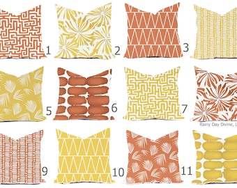 Outdoor Pillows or Indoor Custom Cover - Yellow Spice Rust Terracotta Orange Designer Modern multiple sizes 18 x 18, 16x16, 20x20