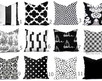 Outdoor Kissen Indoor Custom Cover Größe umfassen 16x16, 18x18 - Shades of Black and White Moderne geometrische Block Print Quatrefoil Tribal