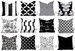 Outdoor Pillows Indoor Custom Cover size include 16x16, 18x18 - Shades of Black and White Modern Geometric Block Print Quatrefoil Tribal 