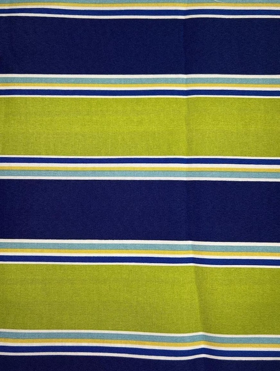 Fabric By the Yard Olive Green Navy Blue Stripe