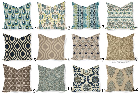 Pillows Covers - Navy Indigo Natural Ikat Modern- All sizes 16x16  18x18  Throw Toss Accent Pillow