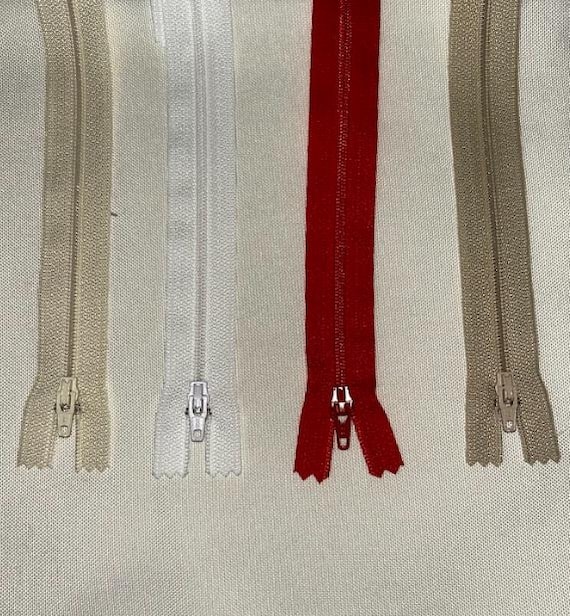 Packs of 10 Zippers, Multicolor or White, SEE DESCRIPTION