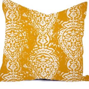 Outdoor Pillow Covers or Indoor Custom Citrus Yellow Mustard White All sizes 16x16 18x18 Sham Toss Throw Accent Modern Geo Ikat Patio image 5