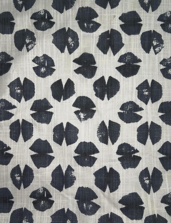 Fabric By the Yard Black Sook Print on White Ivory