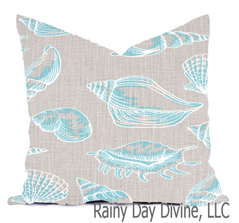 Pillow Covers Custom French Gray Aqua Turquoise Coastal Etsy
