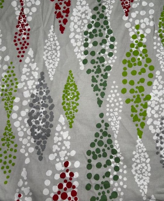 Fabric By the Yard Red Cherry Green Pine Lime Holiday Christmas Grey Gray Print White Ivory