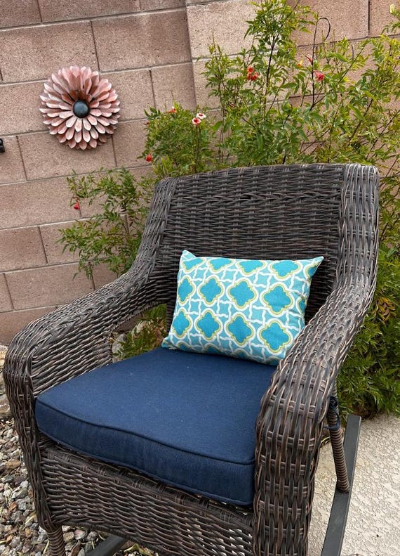 Pillow Cover Lumbar, Quatrefoil Vintage Stone Teal Sky Blue Yellow Sun White Ivory, 12x16 inches, Outdoor and Indoor