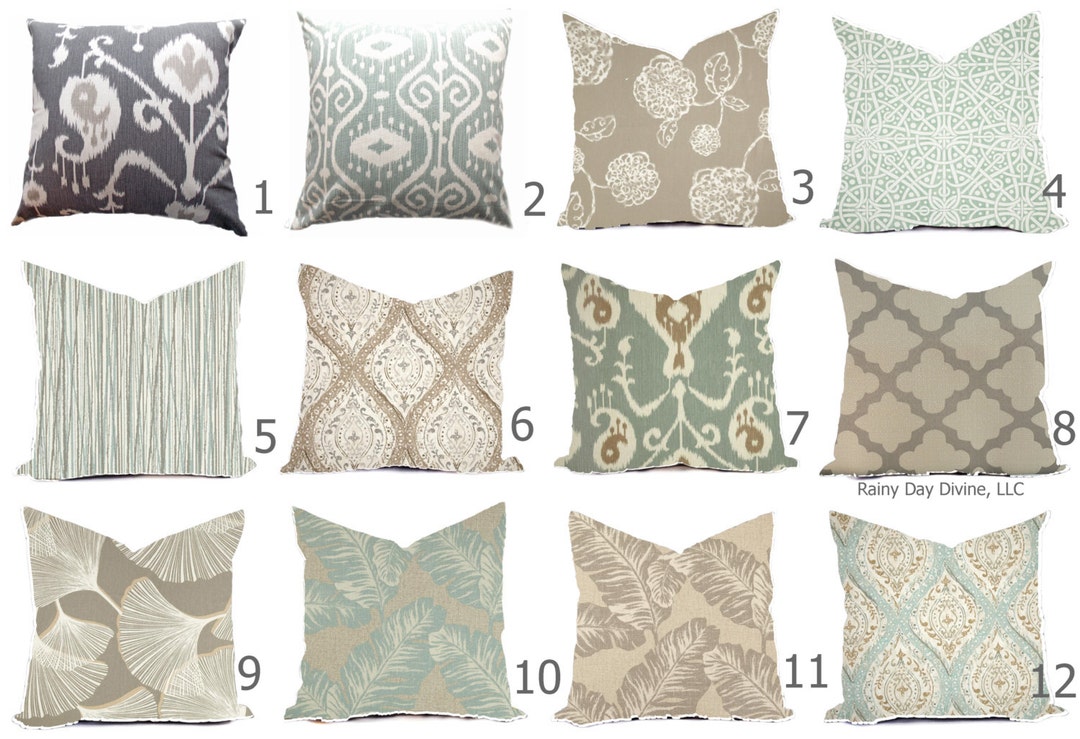 Pillow Cover Throw Accent Pillow Spa Mist Blue Taupe Oyster Dove Gray