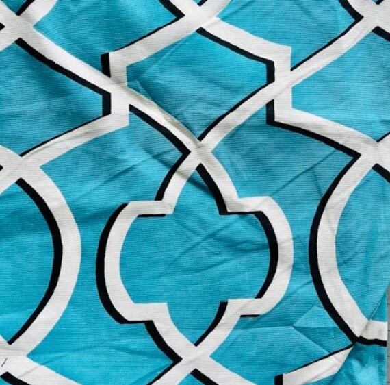 Fabric By the Yard Sky Blue Lattice Apache White Print
