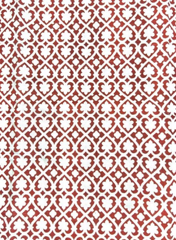 Fabric By the Yard Coral Rose Moroccan Hibiscus and White Ivory Print