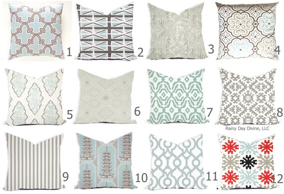 Pillow Custom Cover - Milky Blue Ice Powder Robin Egg Blue Coral Modern - 16x16, 18x18