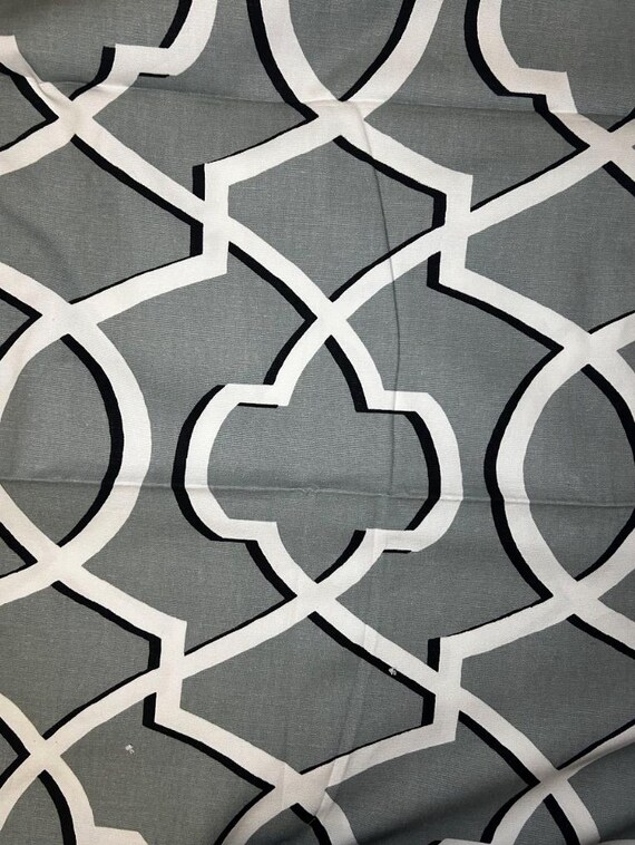Fabric By the Yard Gray Slate White Ivory Print