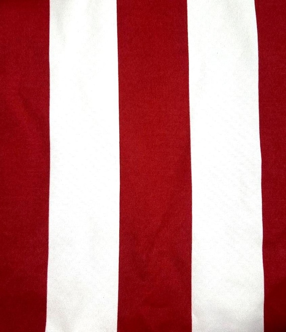 Fabric By the Yard Red Deep Cherry White Ivory Stripe Pattern