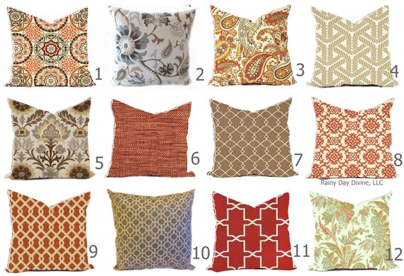 Outdoor Pillows or Indoor Cover Custom sizes include 16x16, 18x18 - Shades of Orange Rust Sienna Sand Brown Tan Khaki  Modern Geometric