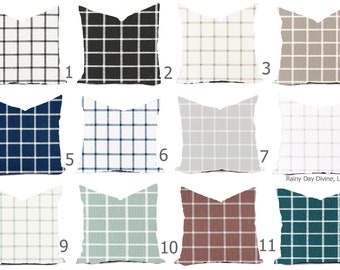 Pillows Covers Custom-Modern Farmhouse Check Plaid Multiple Colors Black Blue Gray  - All sizes 16x16  18x18  Throw Toss Accent Home Coastal