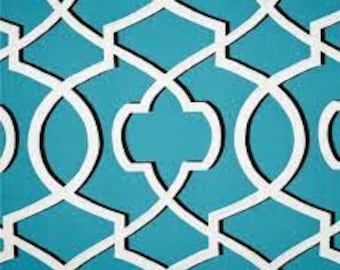 Premier Prints Morrow Apache Blue Fabric by the yard aqua geometric fretwork lattice print