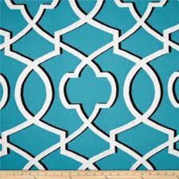 Premier Prints Morrow Apache Blue Fabric by the yard aqua geometric fretwork lattice print
