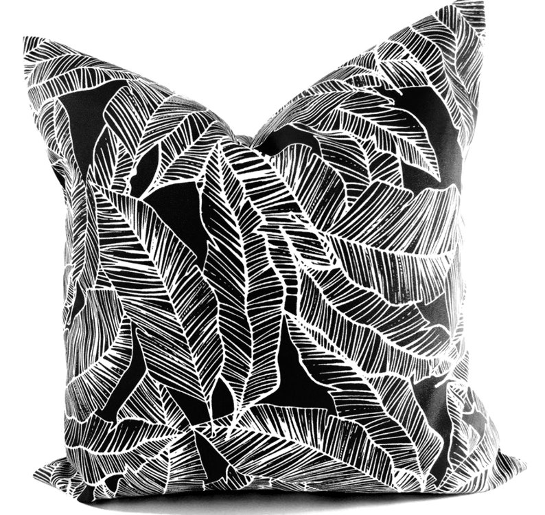 Outdoor Pillows Indoor Custom Cover size include 16x16, 18x18 Shades of Black and White Modern Geometric Block Print Quatrefoil Tribal image 6