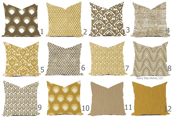 Custom Pillow Cover - Golden Tuscan Mustard Yellow Tan Brown Natural Linen Modern Farmhouse Throw Pillow - Decorative Accent Pillow Any Size