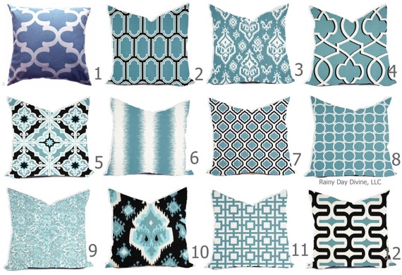 Pillows Cover Custom - Blue Powder Baby Ice White - All sizes 18x18, 16x16  Throw Accent Toss Modern QuatrefoilPrint
