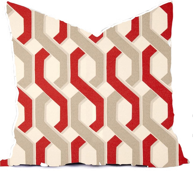 Outdoor Pillows or Indoor Custom Cover Red Grey Gray Taupe Etsy